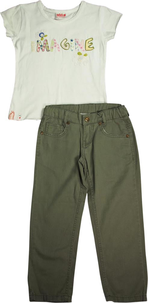 Mish Mish Little Girls 2 Piece Short Sleeve and Sleeveless Pant Sets