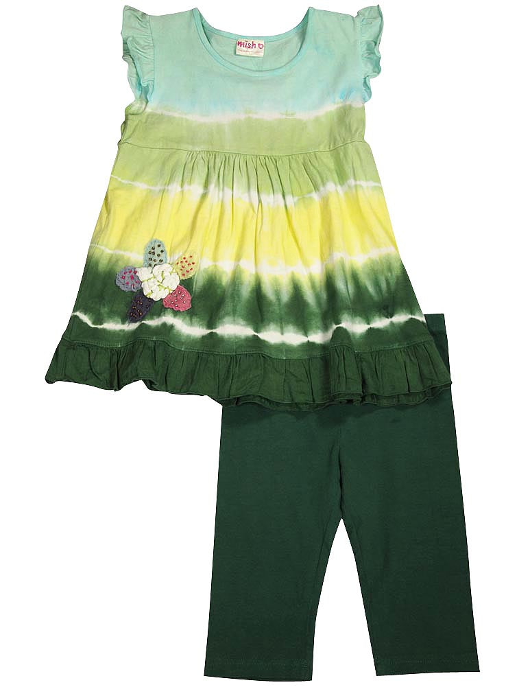 Mish Mish Little Girls 2 Piece Short Sleeve and Sleeveless Pant Sets