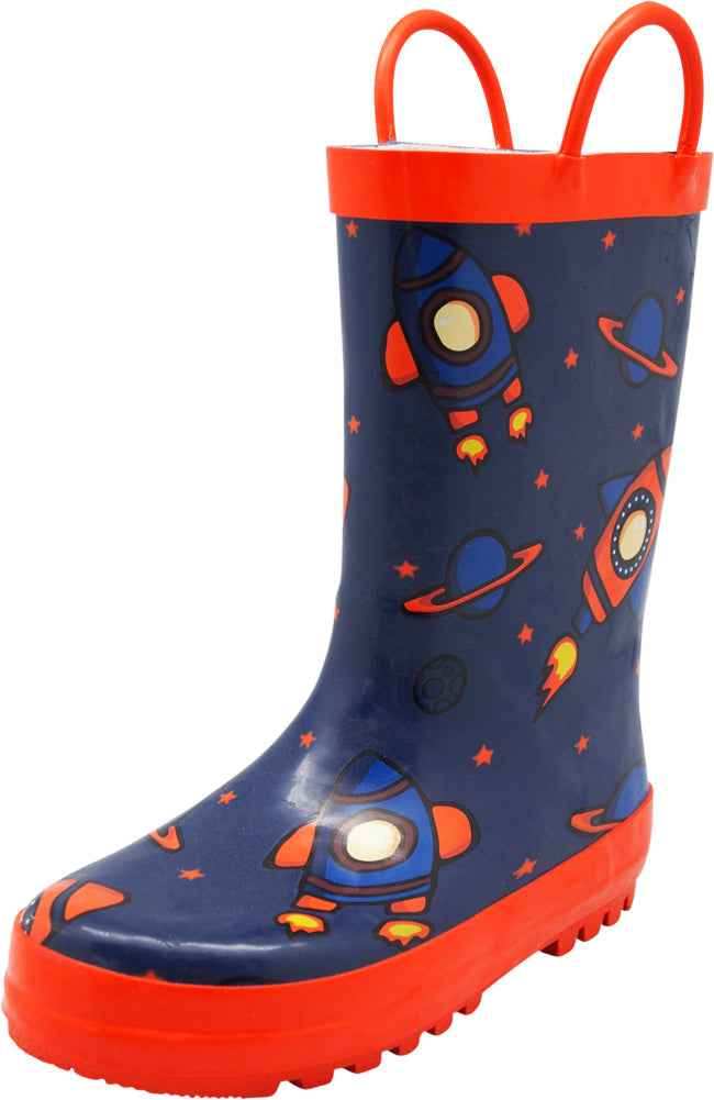 Norty Big Kids Boys Girls Waterproof Rubber Printed Rain Boots - 12 Patterns
