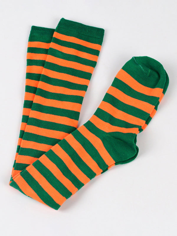 New daily casual over-the-knee socks for women long Christmas and Halloween striped stockings
