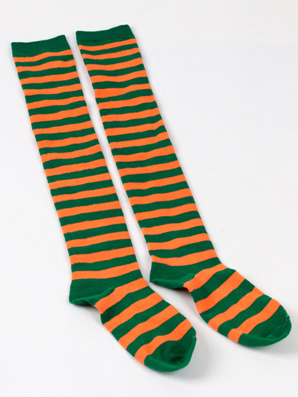 New daily casual over-the-knee socks for women long Christmas and Halloween striped stockings