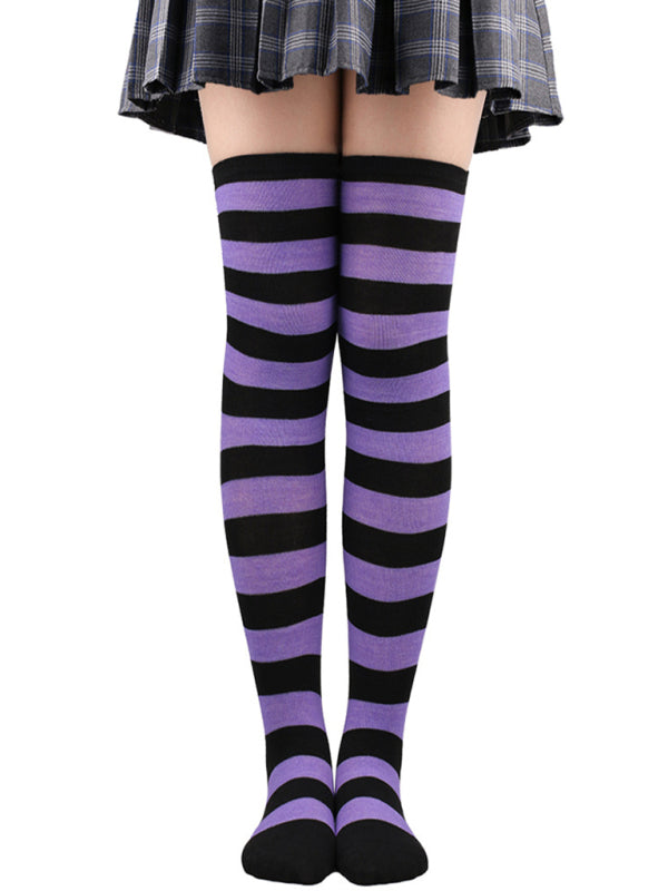 New daily casual over-the-knee socks for women long Christmas and Halloween striped stockings