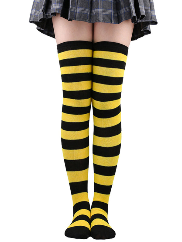 New daily casual over-the-knee socks for women long Christmas and Halloween striped stockings