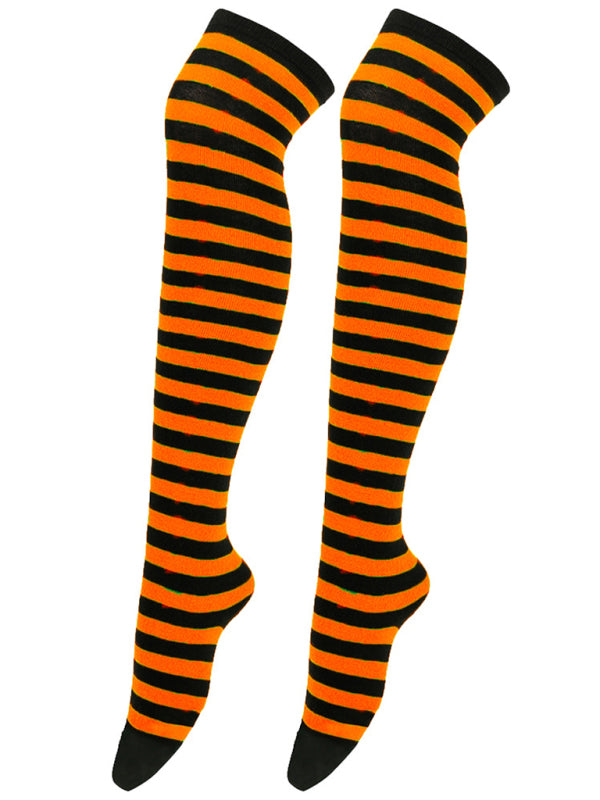 New daily casual over-the-knee socks for women long Christmas and Halloween striped stockings