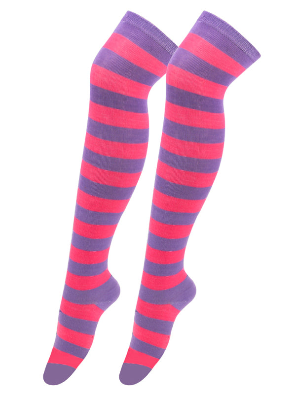 New daily casual over-the-knee socks for women long Christmas and Halloween striped stockings