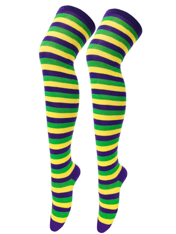 New daily casual over-the-knee socks for women long Christmas and Halloween striped stockings