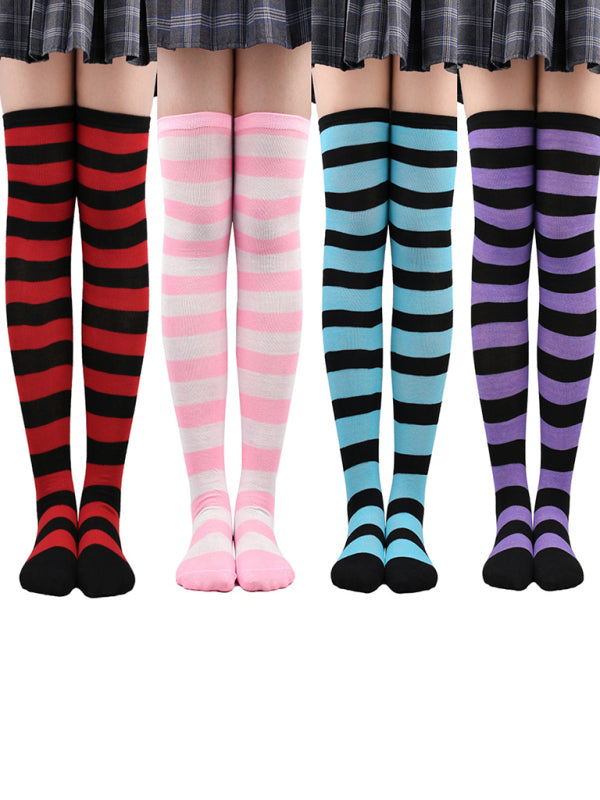 New daily casual over-the-knee socks for women long Christmas and Halloween striped stockings