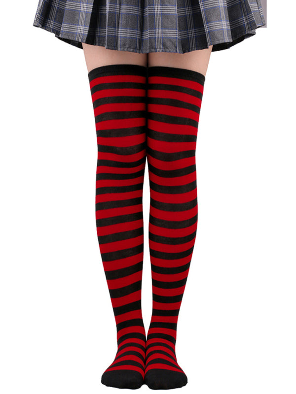 New daily casual over-the-knee socks for women long Christmas and Halloween striped stockings