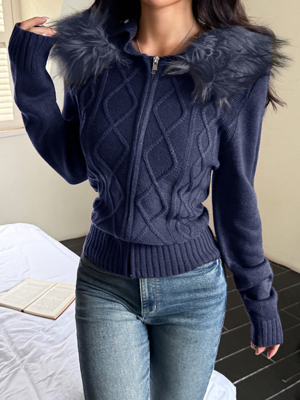 Casual simple style hooded sweater